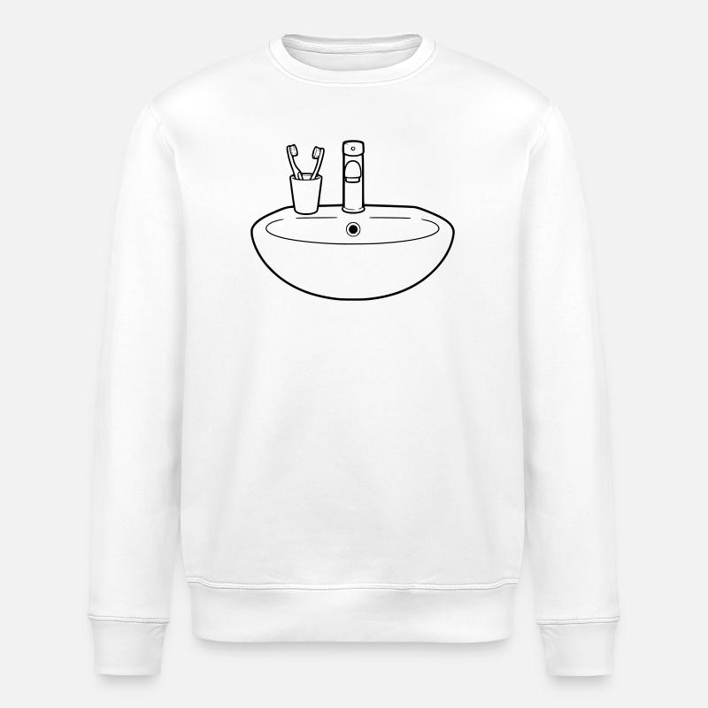 Sink Bathroom Plumbing Vector - Stanley/Stella ROLLER Unisex Organic Sweatshirt - white