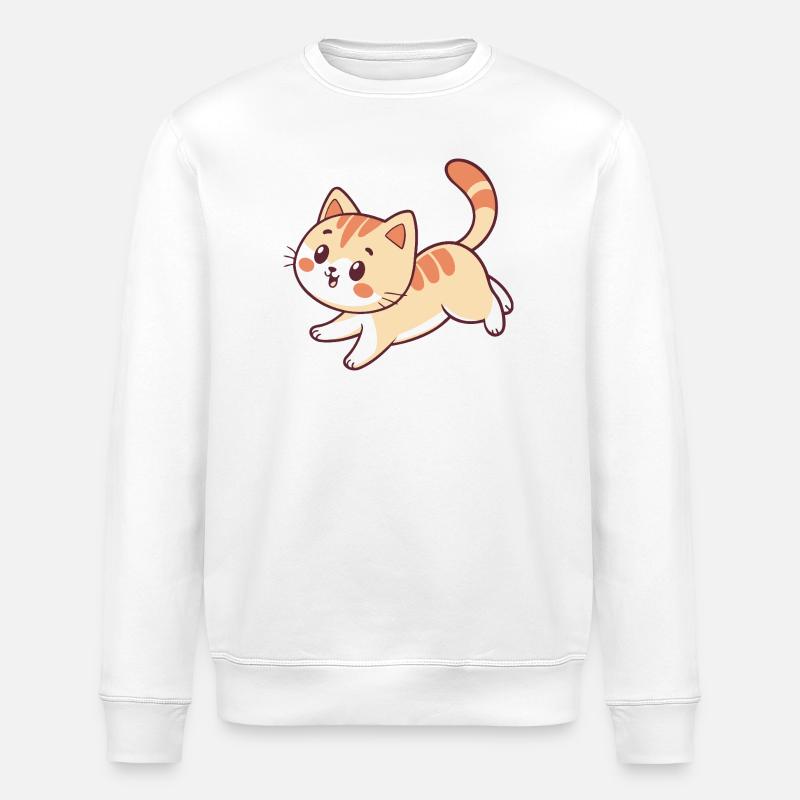 Happy Kitten Illustration - Stanley/Stella Unisex Bio-Sweatshirt ROLLER - Weiß