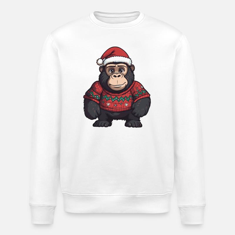 Gorilla Weihnachten Xmas - Stanley/Stella Unisex Bio-Sweatshirt ROLLER - Weiß