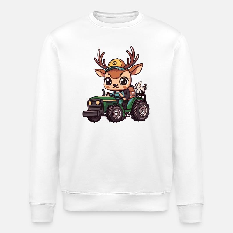Éleveur de tracteurs à cerfs - Sweat bio ROLLER Stanley/Stella Unisexe - blanc