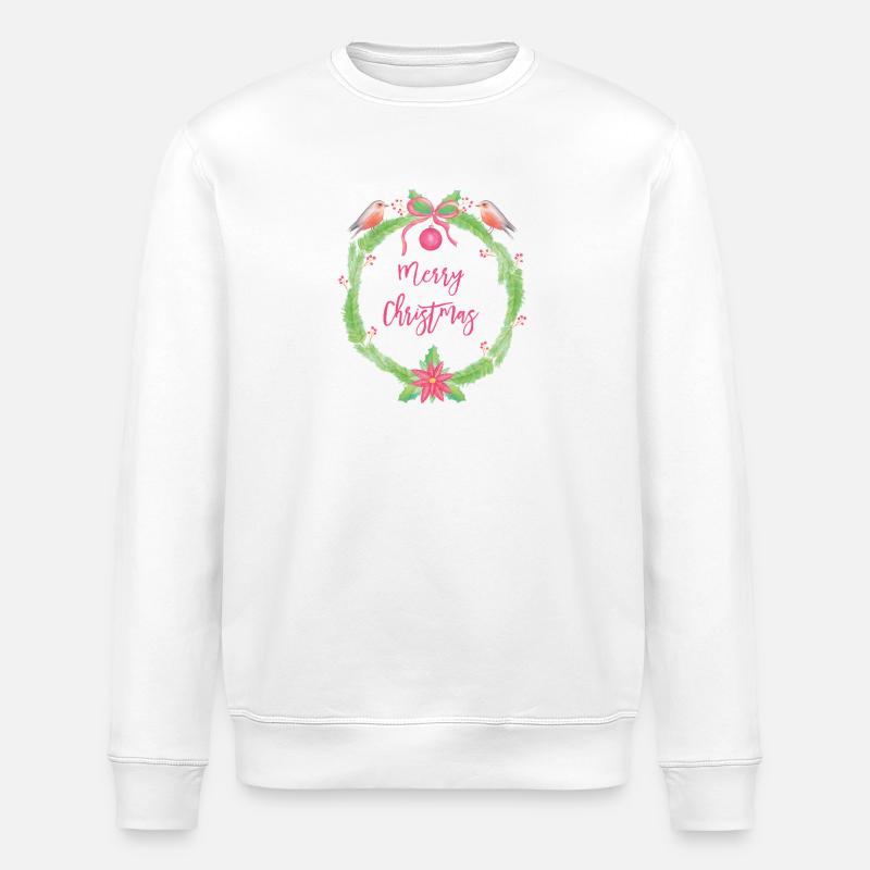 Festliches Weihnachtskranz Merry Christmas - Stanley/Stella Unisex Bio-Sweatshirt ROLLER - Weiß