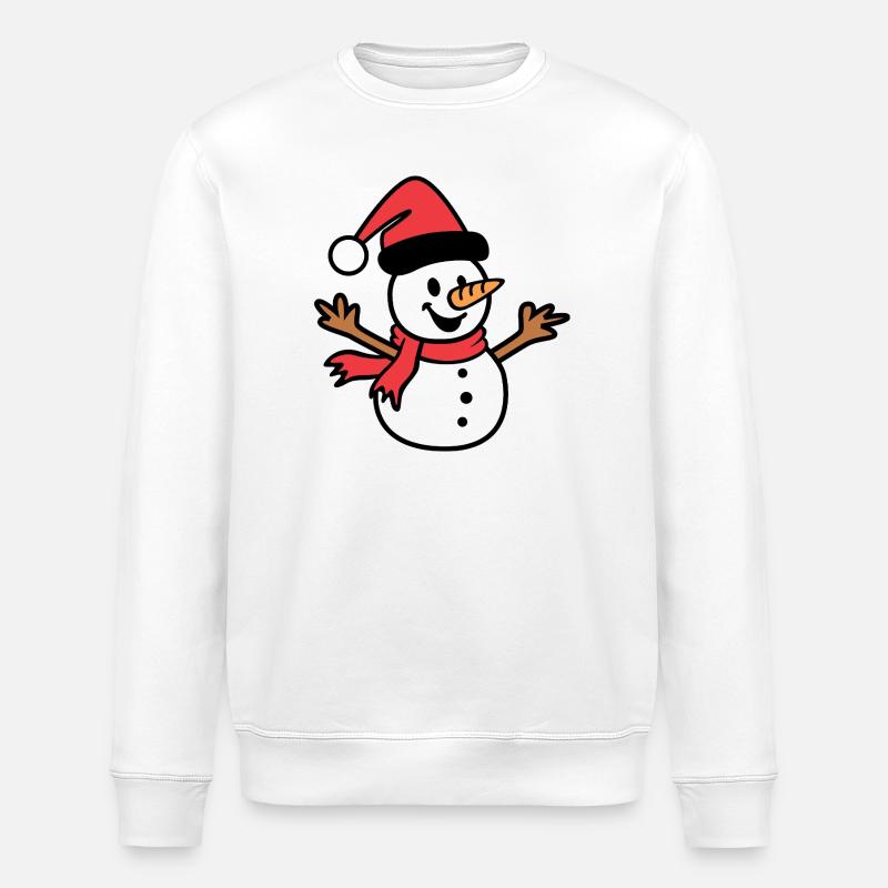 Fröhlicher Schneemann im Weihnachtsstil - Stanley/Stella Unisex Bio-Sweatshirt ROLLER - Weiß