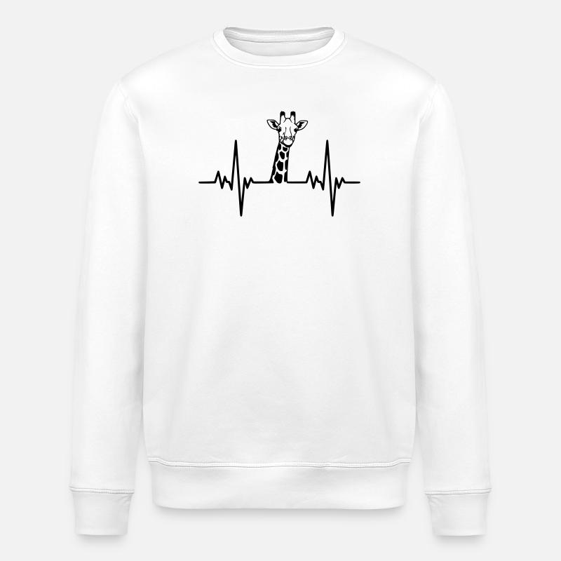 Giraffe Herzschlag Safari Design - Stanley/Stella Unisex Bio-Sweatshirt ROLLER - Weiß