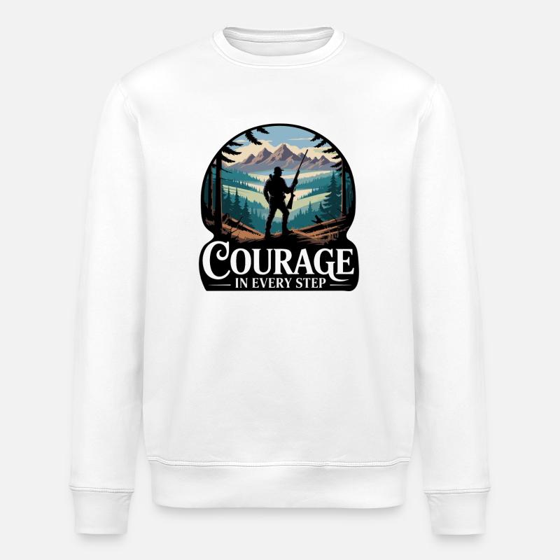 Courage in Every Step Mountain Scout - Stanley/Stella ROLLER Unisex Organic Sweatshirt - white