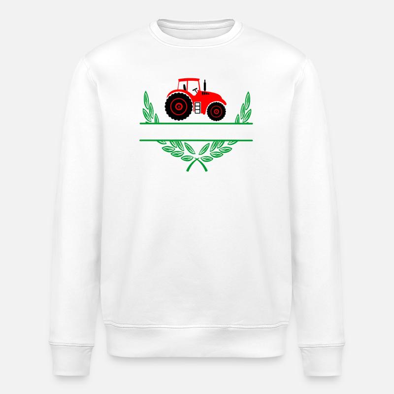 Tracteur rouge avec espace de noms - Sweat bio ROLLER Stanley/Stella Unisexe - blanc