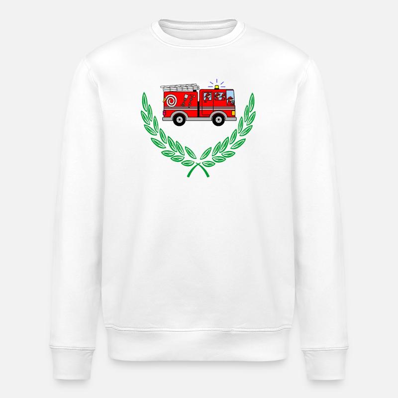 Fire engine in laurel wreath - Stanley/Stella ROLLER Unisex Organic Sweatshirt - white