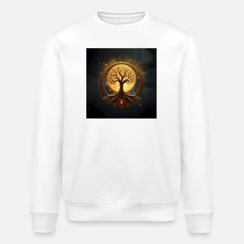 Goldener Mondkreisbaum - Stanley/Stella Unisex Bio-Sweatshirt ROLLER - Weiß