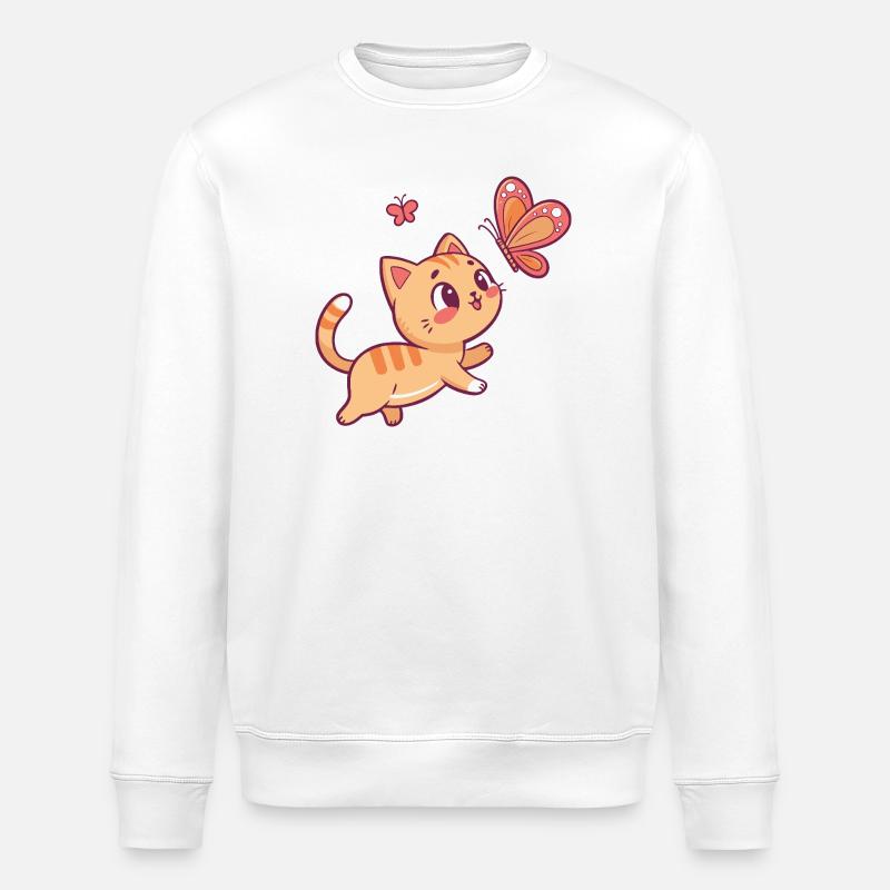 Chaton et Papillon en Joie - Sweat bio ROLLER Stanley/Stella Unisexe - blanc