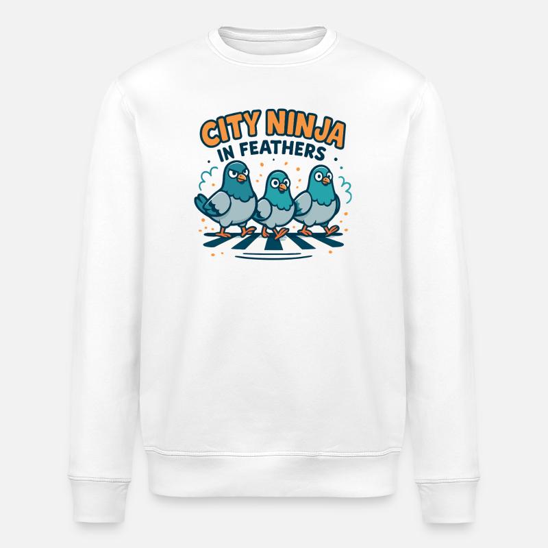 City Ninja in Feathers - Stanley/Stella Unisex Bio-Sweatshirt ROLLER - Weiß