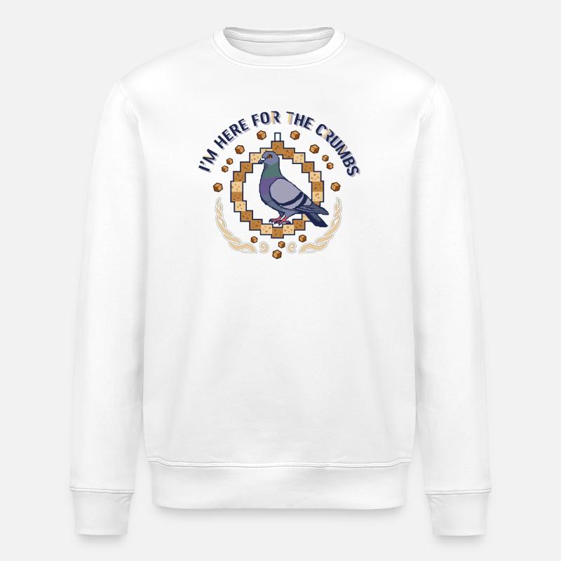 Chasseur de biscuits Pigeon Pixel - Sweat bio ROLLER Stanley/Stella Unisexe - blanc