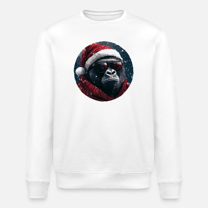 Noël gorille Noël drôle - Sweat bio ROLLER Stanley/Stella Unisexe - blanc