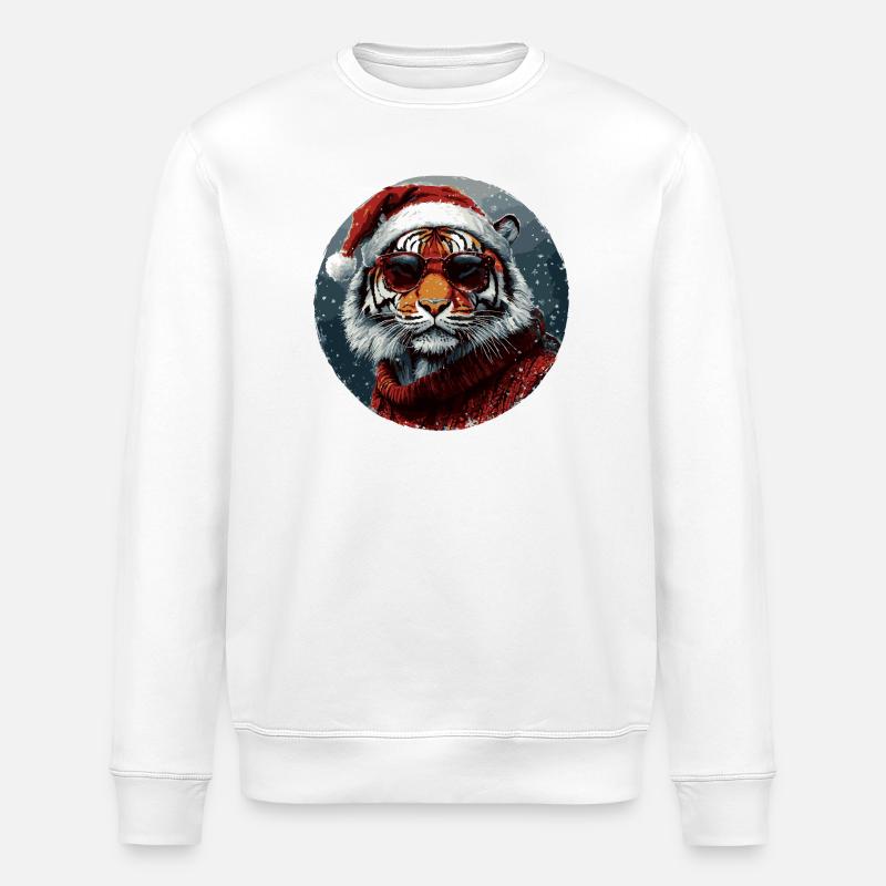 Tiger Weihnachten Lustig Christmas - Stanley/Stella Unisex Bio-Sweatshirt ROLLER - Weiß