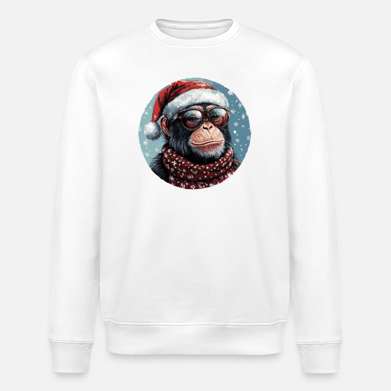 Noël singe drôle, cool - Sweat bio ROLLER Stanley/Stella Unisexe - blanc