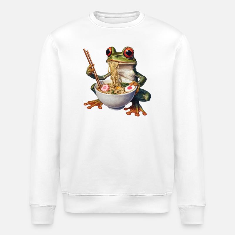 Frosch isst Ramen - Stanley/Stella Unisex Bio-Sweatshirt ROLLER - Weiß