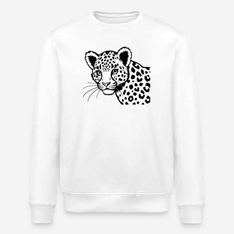 Noël cadeau noir léopard - Sweat bio ROLLER Stanley/Stella Unisexe - blanc