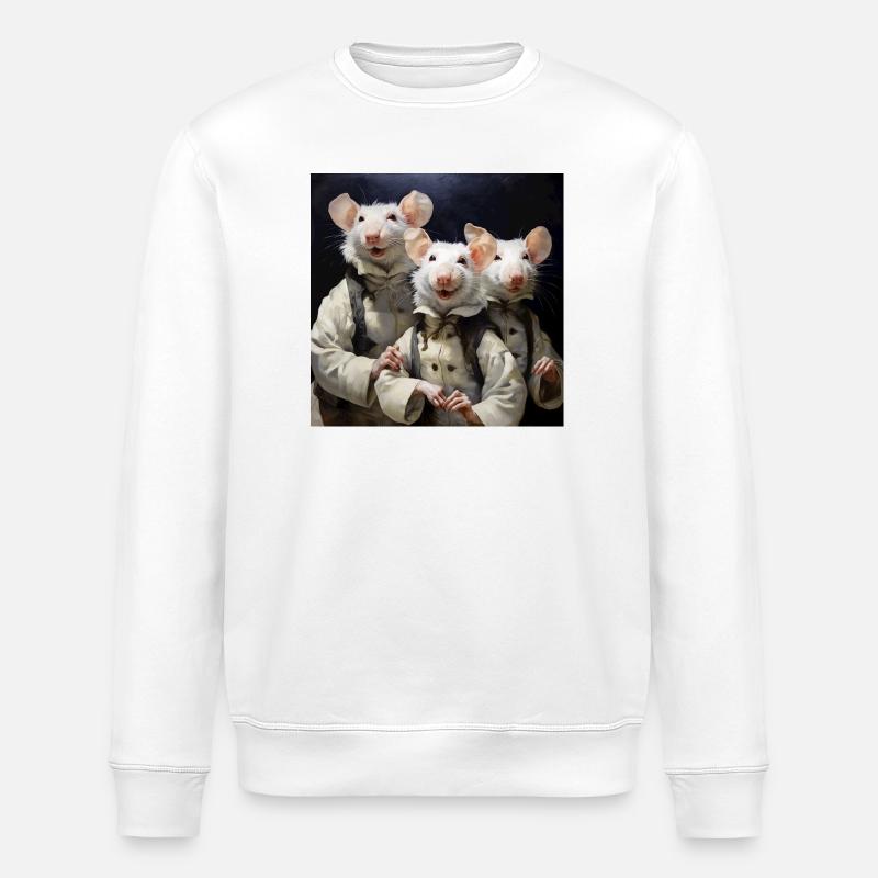 Ratten im Mantel-Trio - Stanley/Stella Unisex Bio-Sweatshirt ROLLER - Weiß