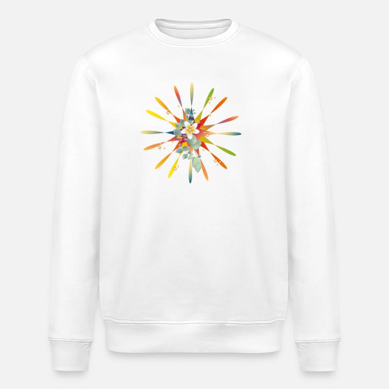 Étoile arc-en-ciel radieuse avec fleur exotique - Sweat bio ROLLER Stanley/Stella Unisexe - blanc