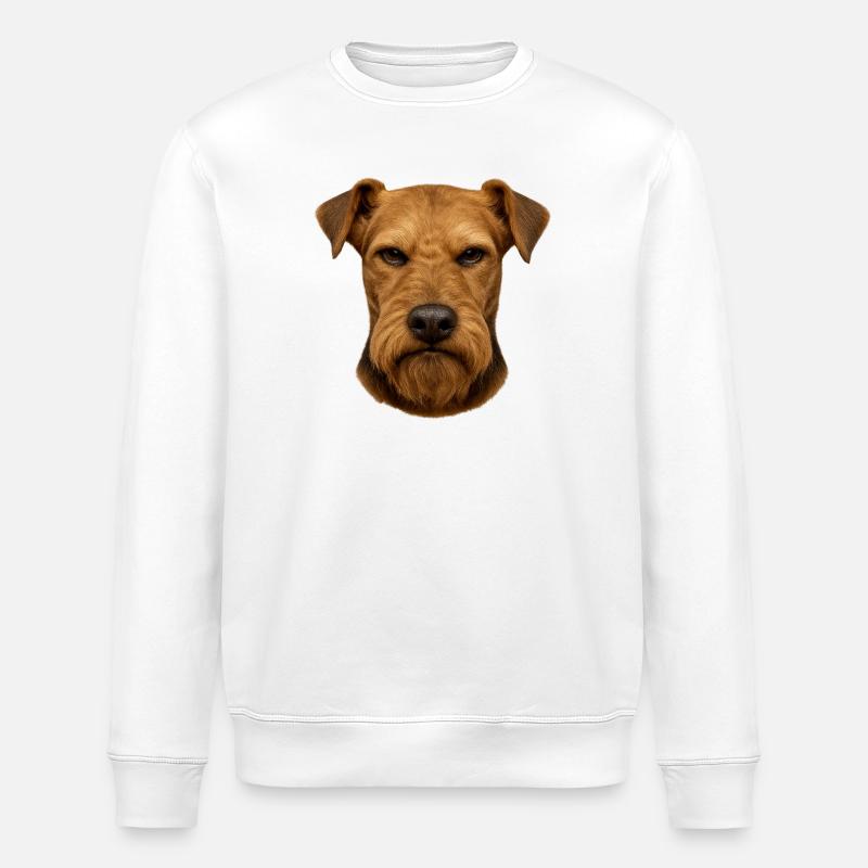 Terrier Kopfporträt Braun - Stanley/Stella Unisex Bio-Sweatshirt ROLLER - Weiß