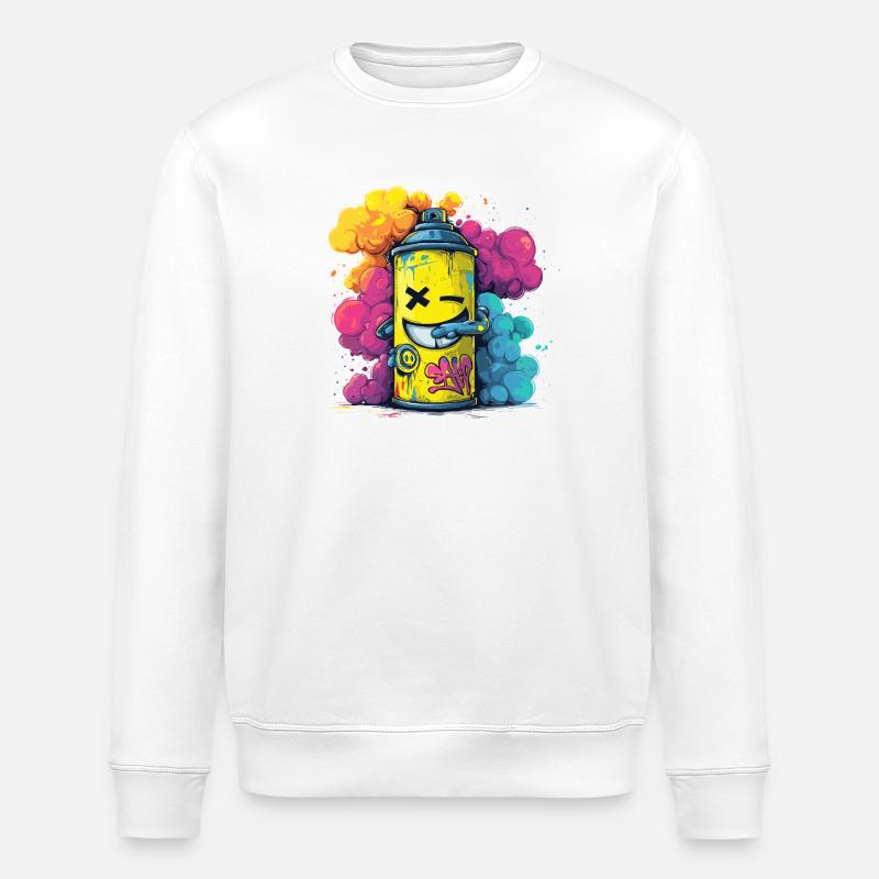 Spraykraft Gelb Graffiti Spraydosen Kunst - Stanley/Stella Unisex Bio-Sweatshirt ROLLER - Weiß