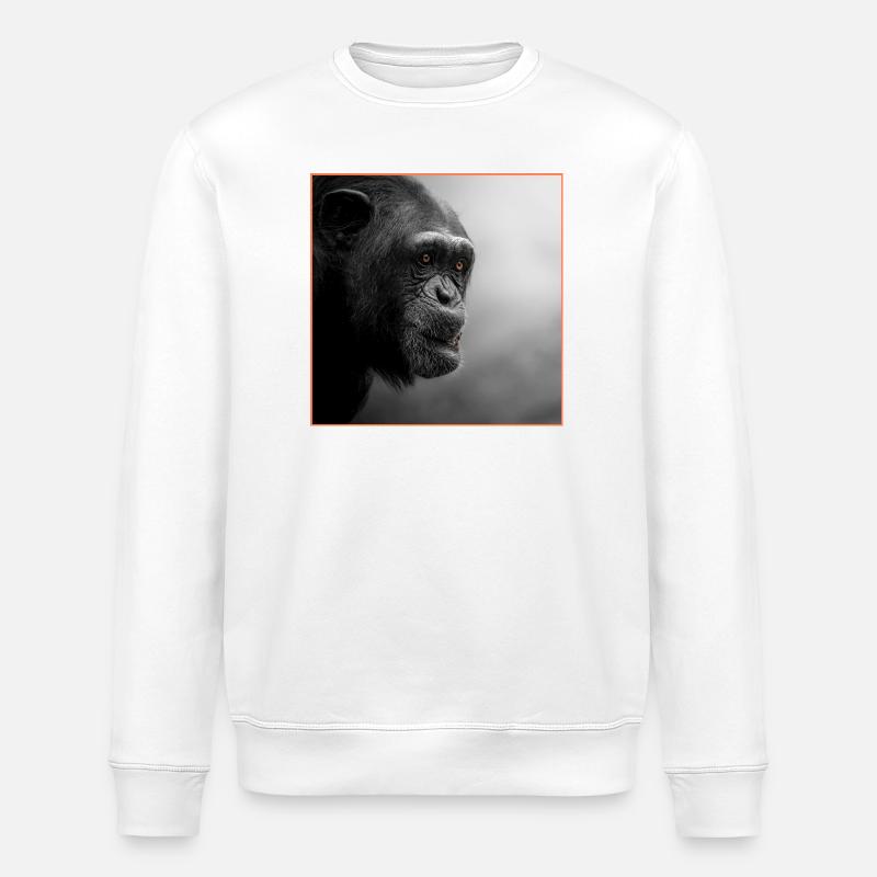 Monkey Gaze - Stanley/Stella ROLLER Unisex Organic Sweatshirt - white