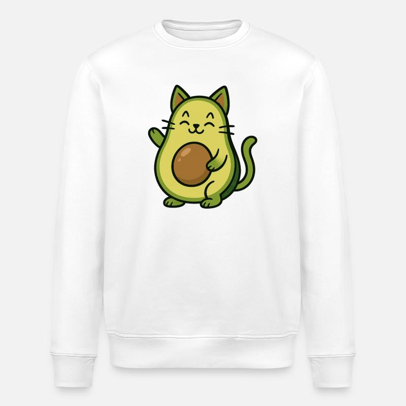 Avocado Katze Sti lustige witzige - Stanley/Stella Unisex Bio-Sweatshirt ROLLER - Weiß