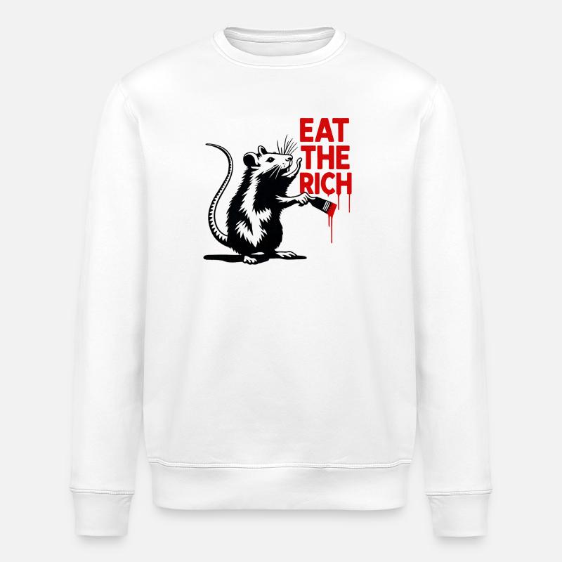 Rat with a red message - Stanley/Stella ROLLER Unisex Organic Sweatshirt - white