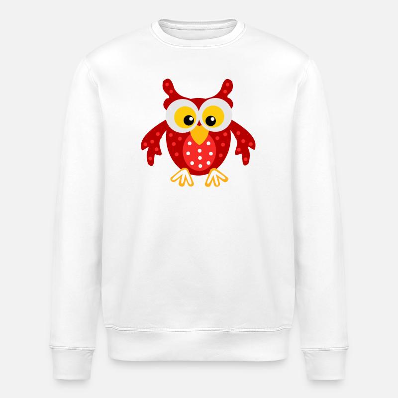 La chouette rouge aux points - Sweat bio ROLLER Stanley/Stella Unisexe - blanc