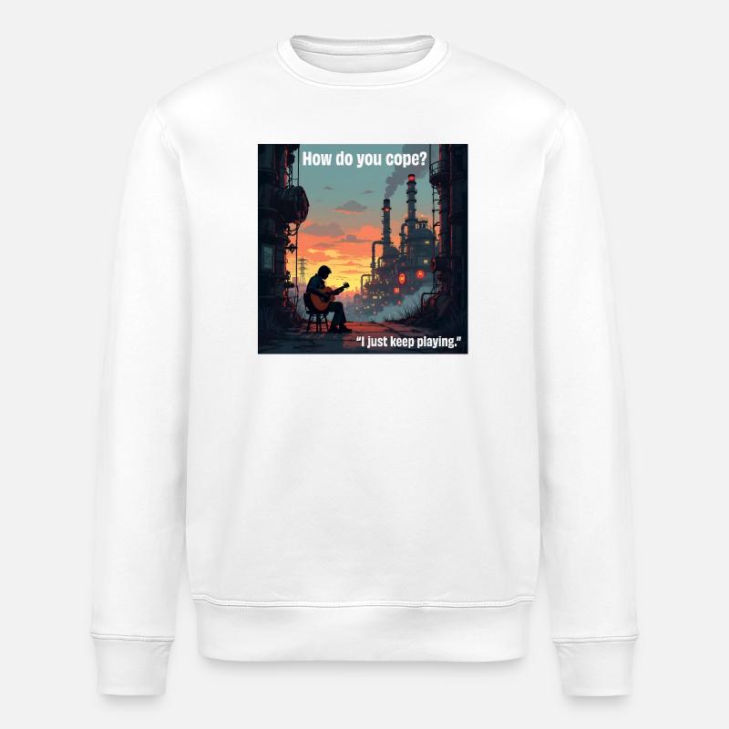 Gitarre spielen rettet! - Stanley/Stella Unisex Bio-Sweatshirt ROLLER - Weiß