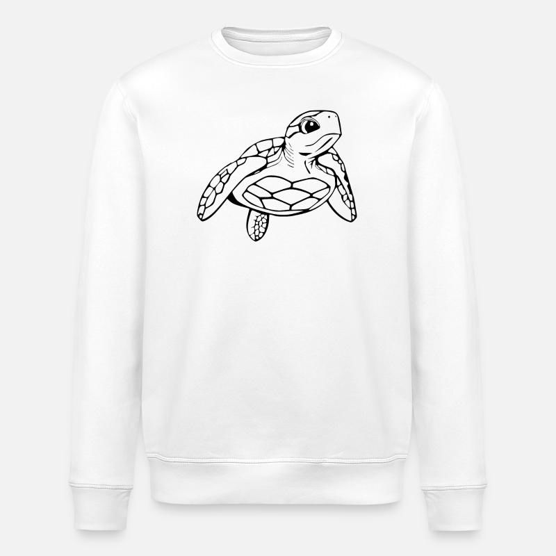 Turtle Black Turtles T-shirt Gift - Stanley/Stella ROLLER Unisex Organic Sweatshirt - white