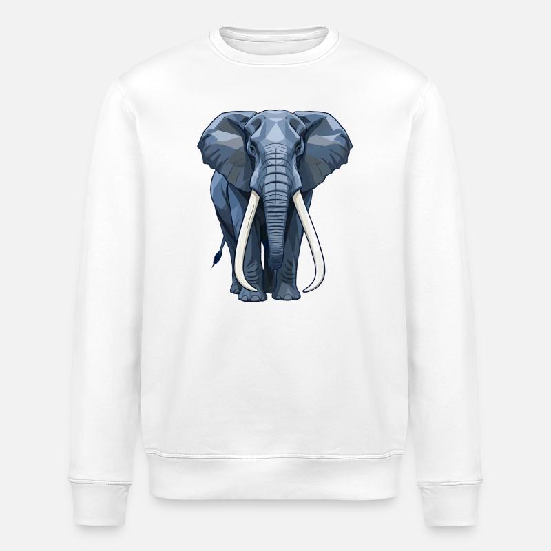 Geometrischer Blauer Elefant - Stanley/Stella Unisex Bio-Sweatshirt ROLLER - Weiß