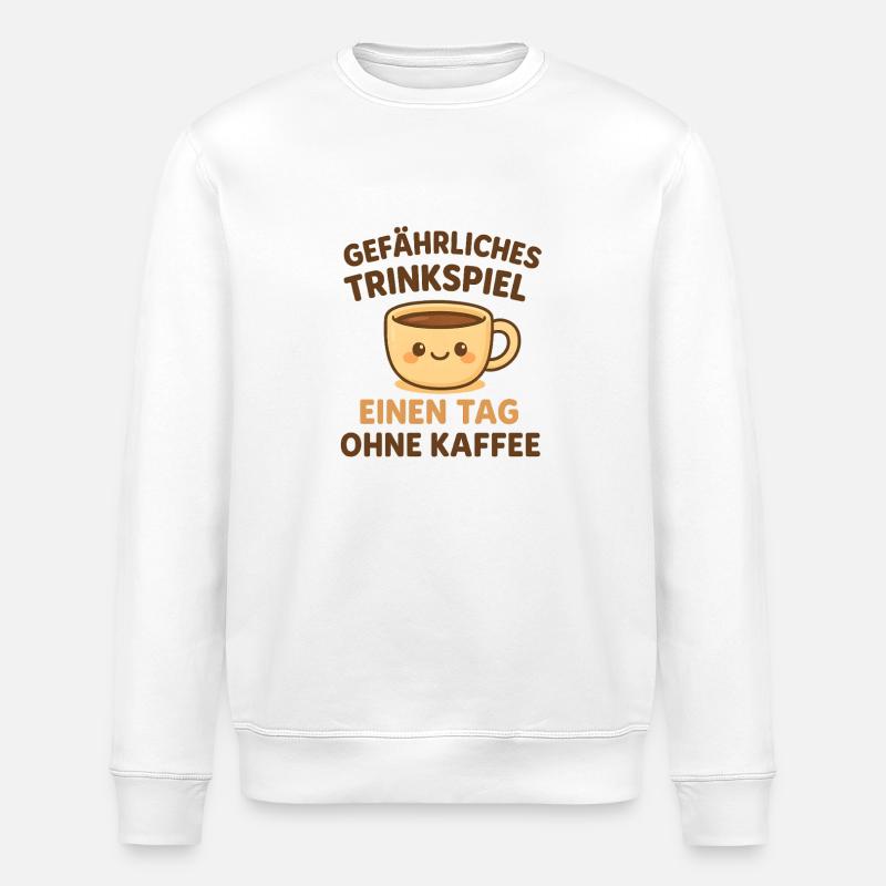 Gefährliches Trinkspiel Kaffee Kawaii - Stanley/Stella Unisex Bio-Sweatshirt ROLLER - Weiß