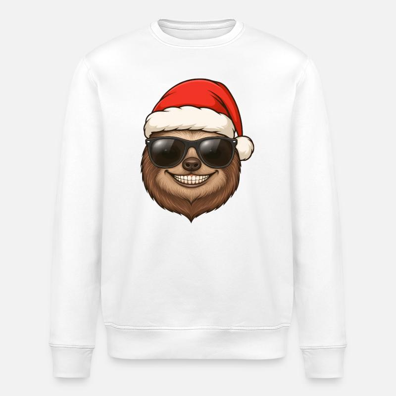 Cooles Faultier Weihnachten Portrait Geschenkidee - Stanley/Stella Unisex Bio-Sweatshirt ROLLER - Weiß