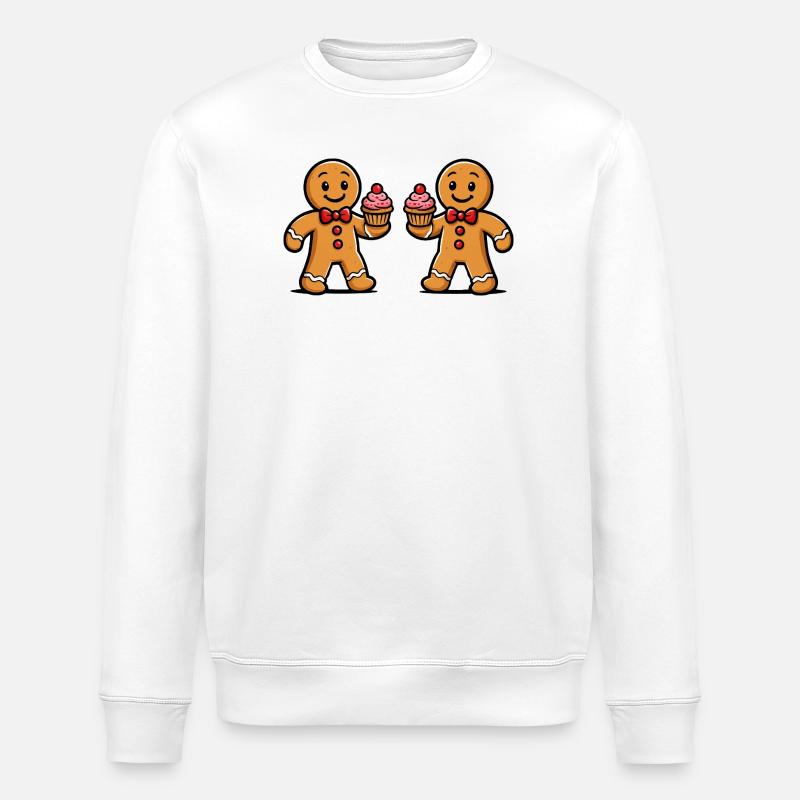 Double Gingerbread Cupcake Duo - Stanley/Stella ROLLER Unisex Organic Sweatshirt - white