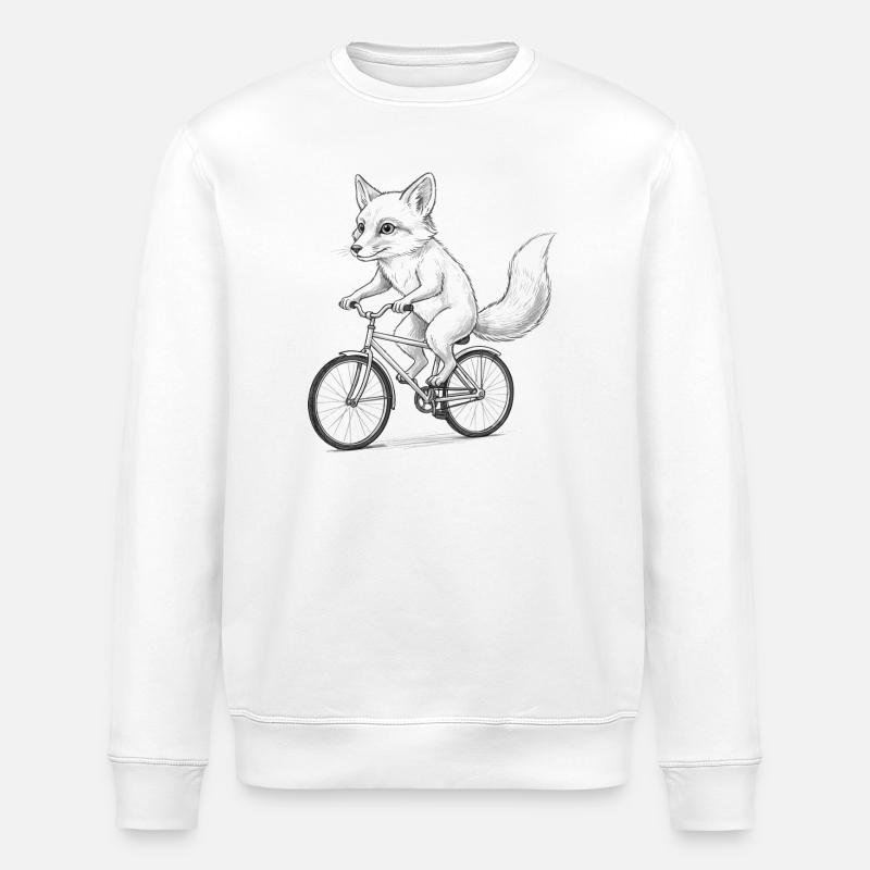 Fox-Radfahrer-Sketch auf dem Fahrrad - Stanley/Stella Unisex Bio-Sweatshirt ROLLER - Weiß