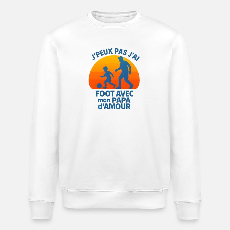Fußball mit Papa d'amour - Stanley/Stella Unisex Bio-Sweatshirt ROLLER - Weiß