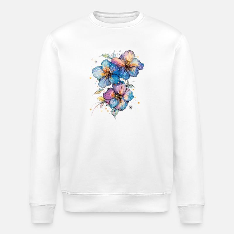 Bouquet de fleurs aquarellé - Sweat bio ROLLER Stanley/Stella Unisexe - blanc