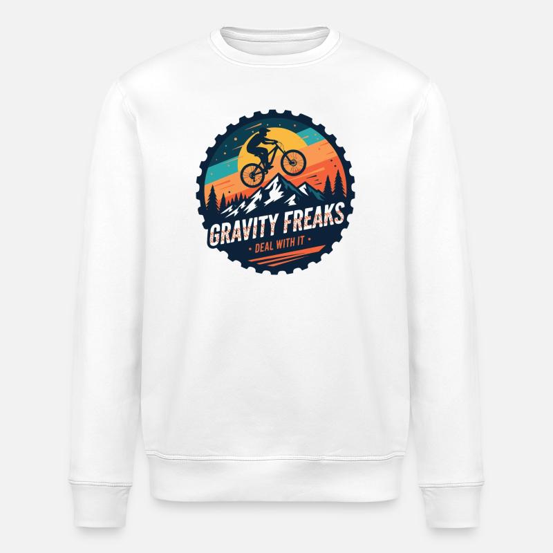 Gravity Freaks MTB Sunset Abzeichen - Stanley/Stella Unisex Bio-Sweatshirt ROLLER - Weiß