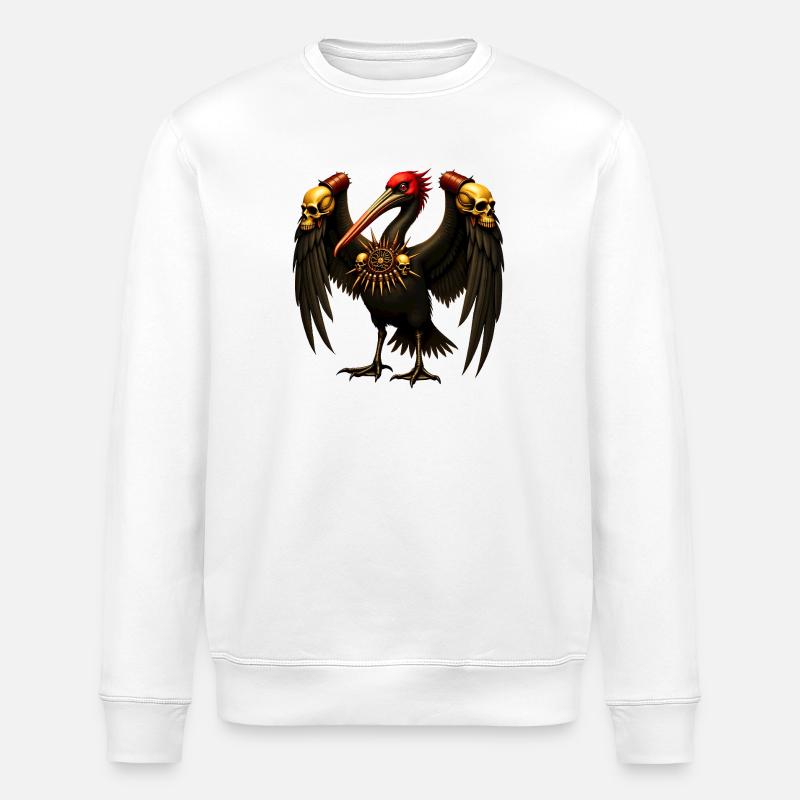 Dunkler Rabe mit Totenköpfen - Stanley/Stella Unisex Bio-Sweatshirt ROLLER - Weiß