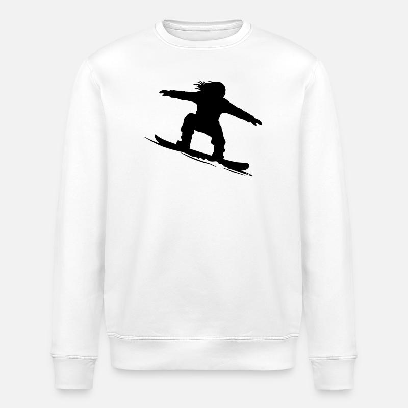Snowboarder Silhouette - Farbe variabel - Stanley/Stella Unisex Bio-Sweatshirt ROLLER - Weiß