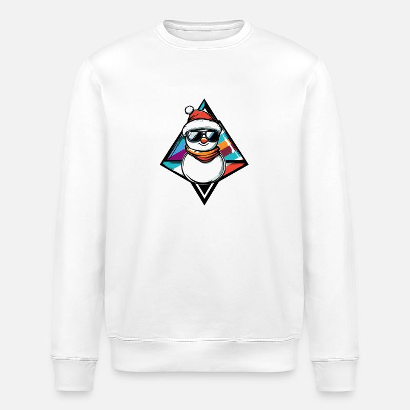 Snowman with Sunglasses Comic - Stanley/Stella ROLLER Unisex Organic Sweatshirt - white