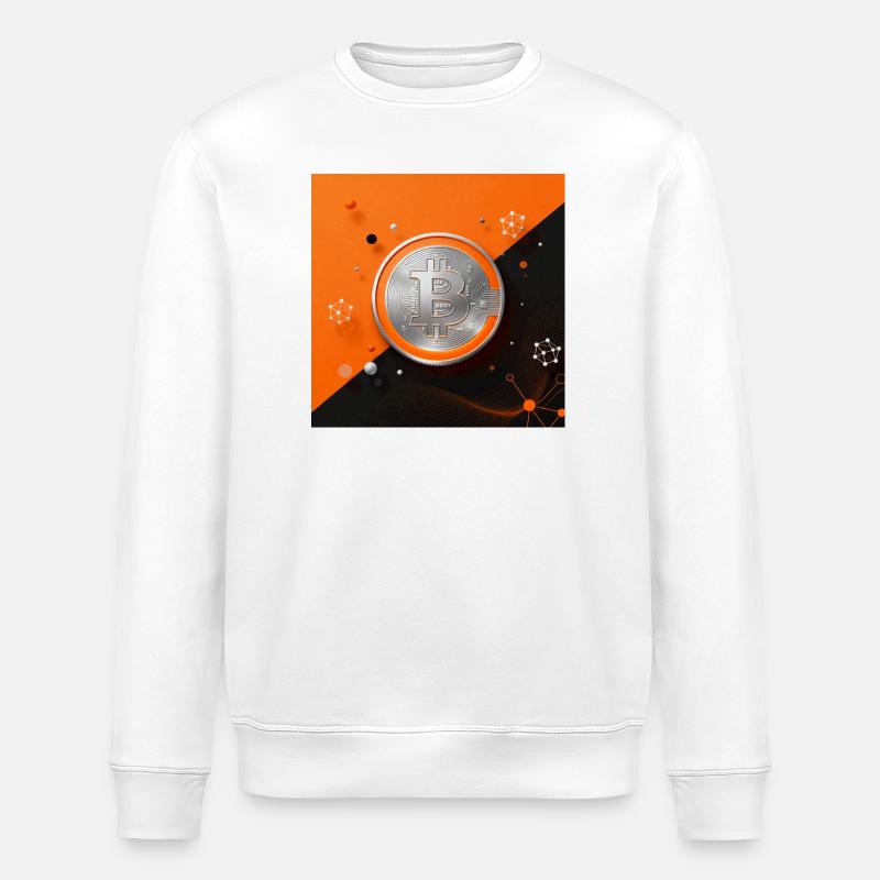 Bitcoin Coin Network Design - Stanley/Stella ROLLER Unisex Organic Sweatshirt - white