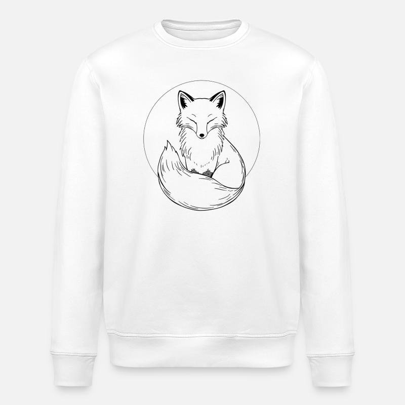 Fox in a Linear Circle - Stanley/Stella ROLLER Unisex Organic Sweatshirt - white