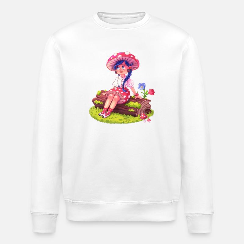 Fille Champignon dans une Forêt - Sweat bio ROLLER Stanley/Stella Unisexe - blanc