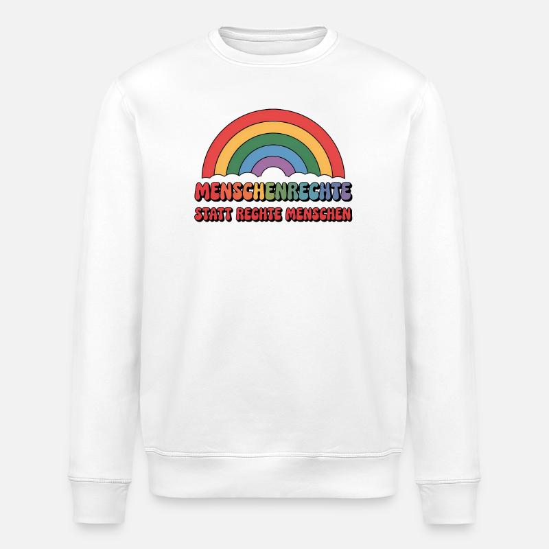 Menschenrechte statt rechte Menschen - Cool Pride  - Stanley/Stella Unisex Bio-Sweatshirt ROLLER - Weiß