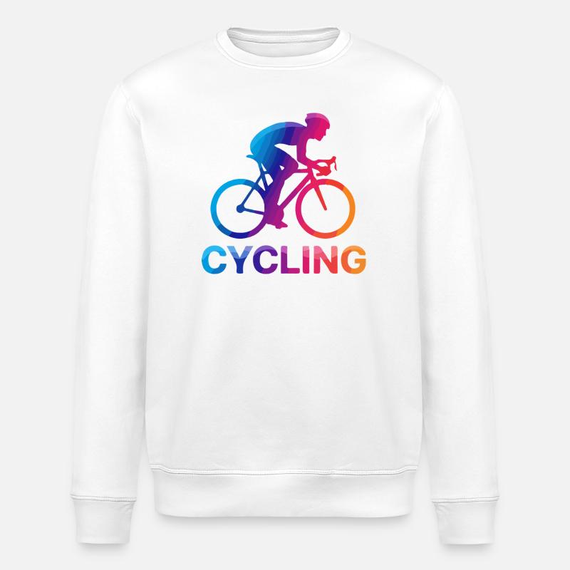 Rainbow Cyclist Silhouette - Stanley/Stella ROLLER Unisex Organic Sweatshirt - white