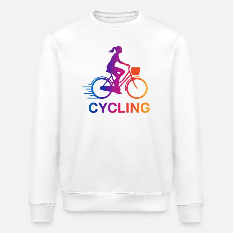 Rainbow Gradient Cyclist - Stanley/Stella ROLLER Unisex Organic Sweatshirt - white