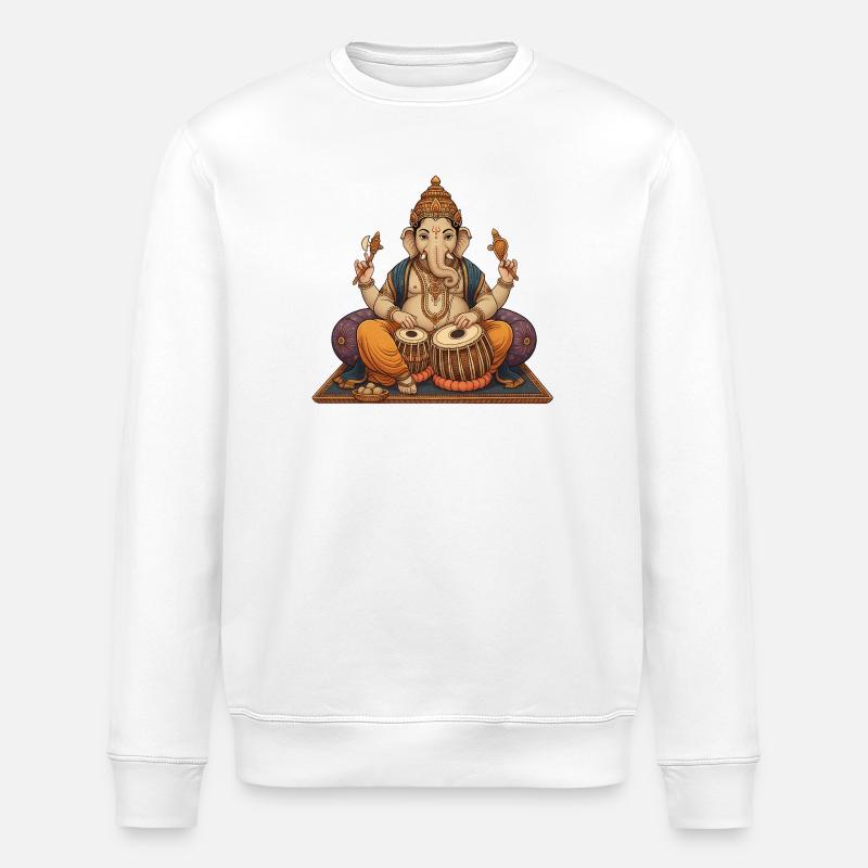 Ganesha Tabla - Stanley/Stella ROLLER Unisex Organic Sweatshirt - white