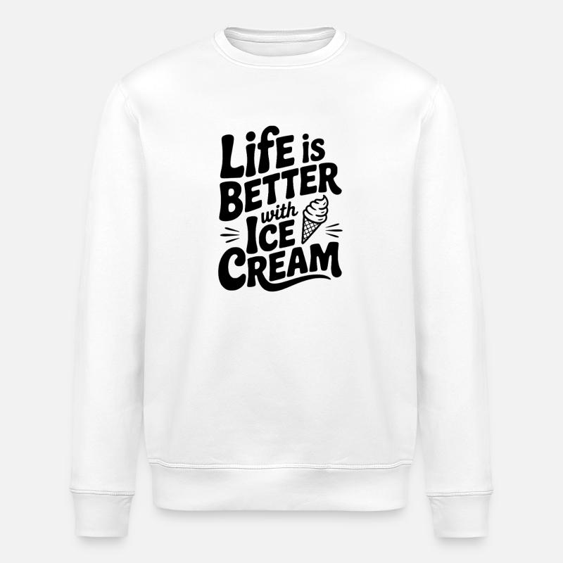 Das Leben ist besser mit Sahne - Stanley/Stella Unisex Bio-Sweatshirt ROLLER - Weiß