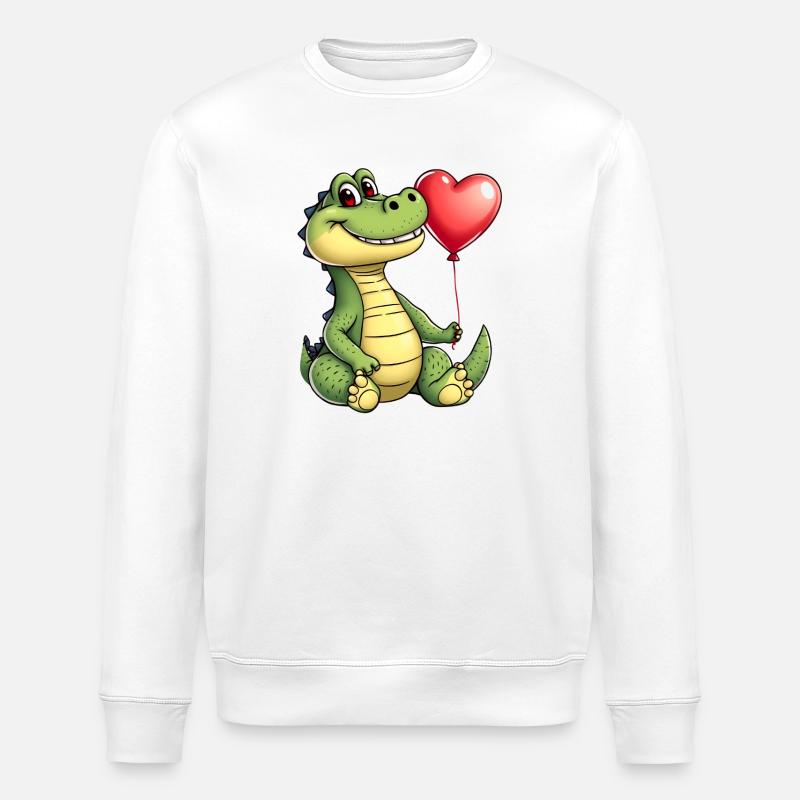 Ballon Cœur de Crocodile - Sweat bio ROLLER Stanley/Stella Unisexe - blanc