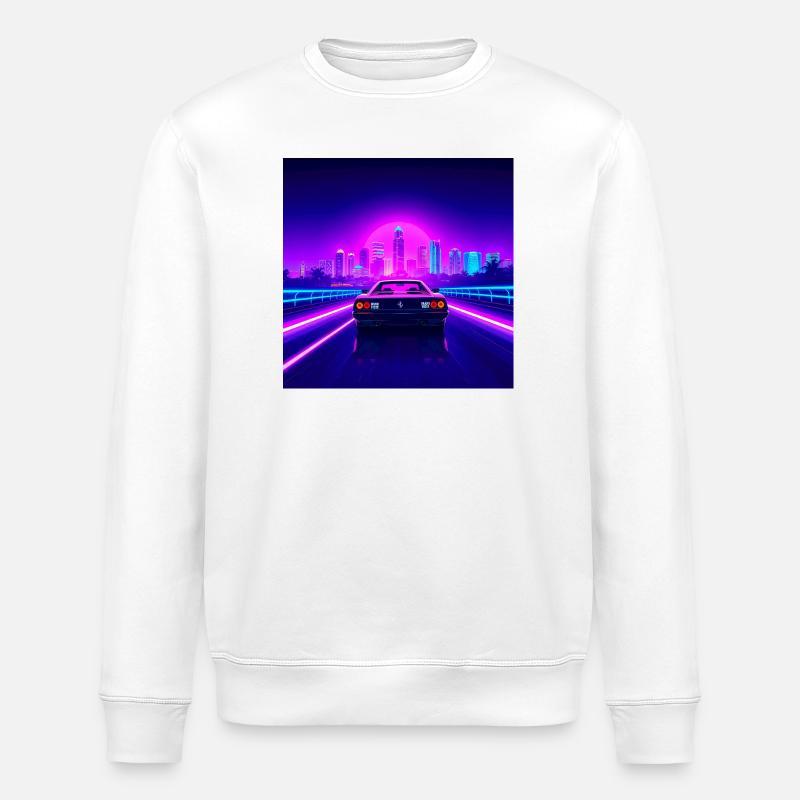 Skyline néon et cabriolet rétro - Sweat bio ROLLER Stanley/Stella Unisexe - blanc